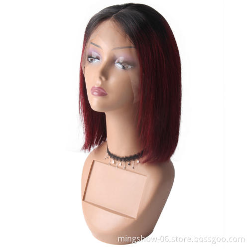 Short quality bob lace human hair wig, ombre frontal lace human hair wig